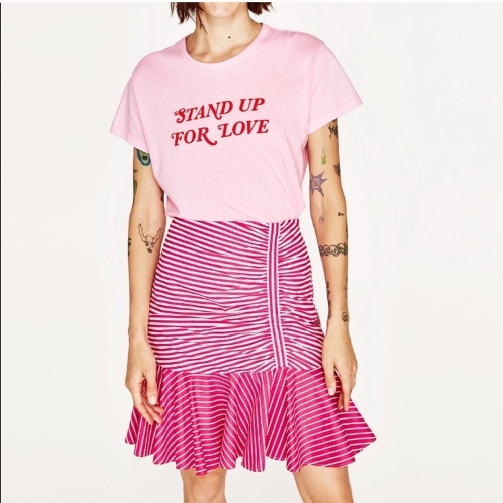 ZARA Stripped Ruffle Mini Skirt